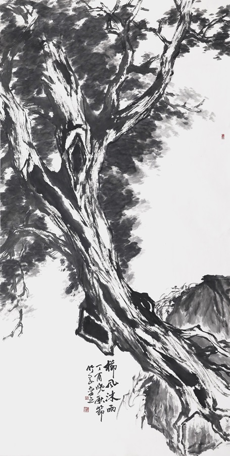 櫛風沐雨즐풍목우(古柏﻿)측백 70 x 140 cm